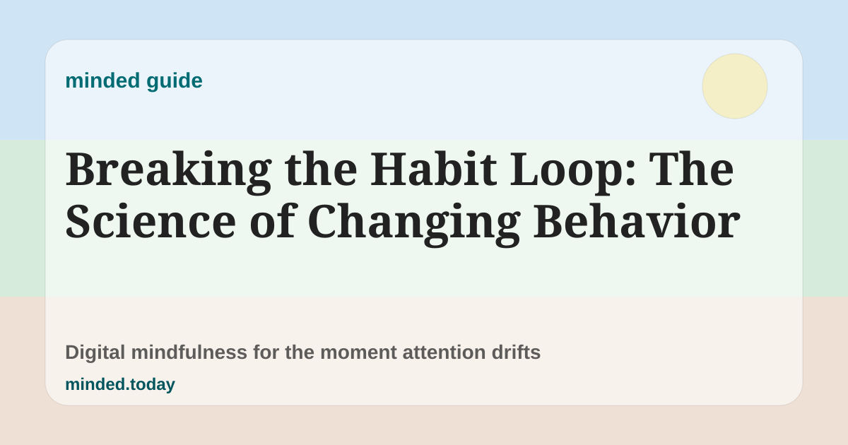 Pastel minded guide card reading Breaking the Habit Loop: The Science of Changing Behavior