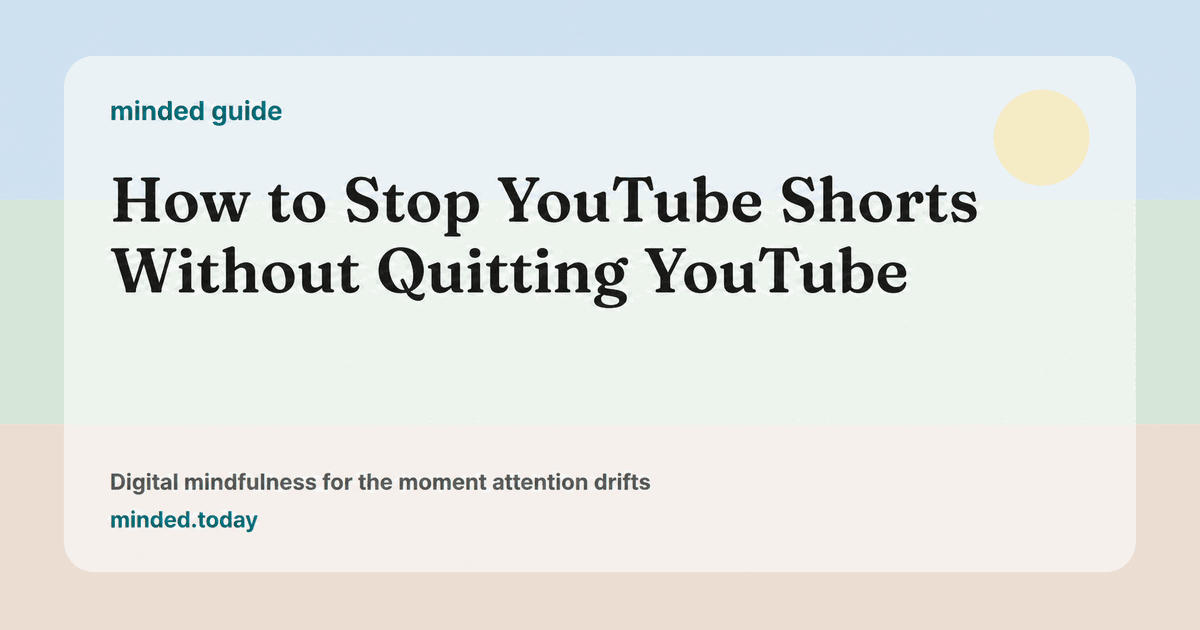 Pastel blue, green, and peach minded guide card about YouTube Shorts