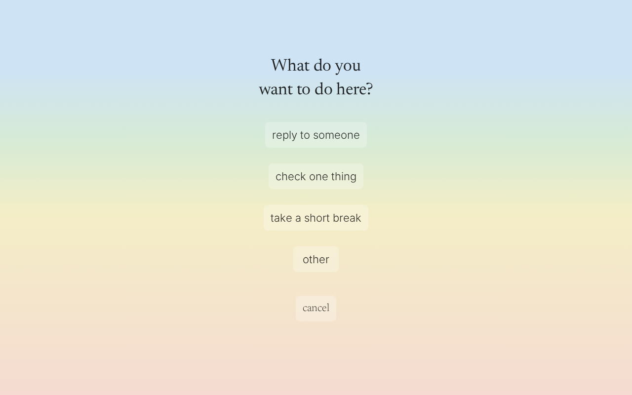 minded intervention screen asking what you want to do here